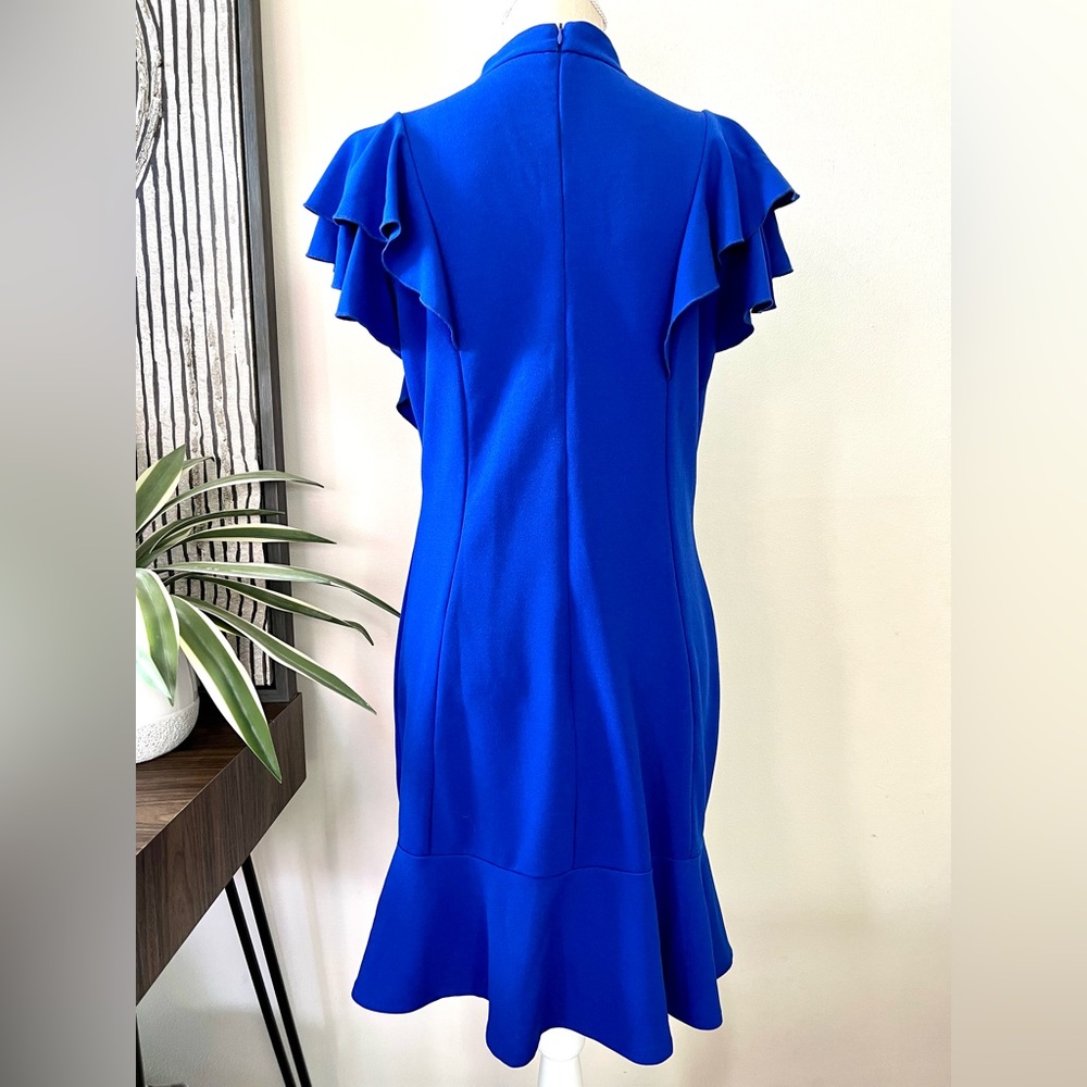 Blue Ruffle Front Dress - Picture 4 of 9